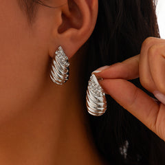 Rhinestone Embellished Spiral Earrings